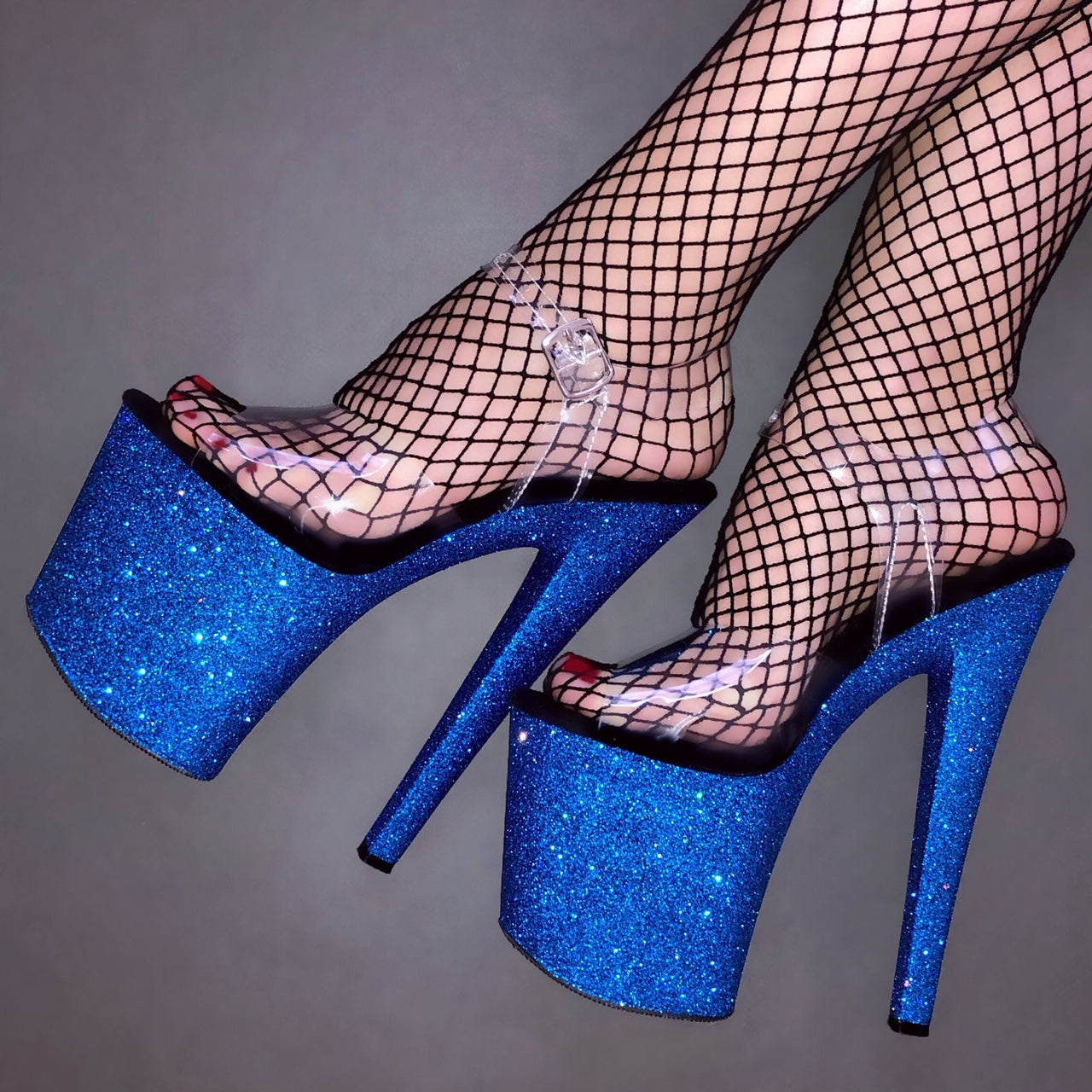 7.5" Royale Blue Vegan Glitter Heels