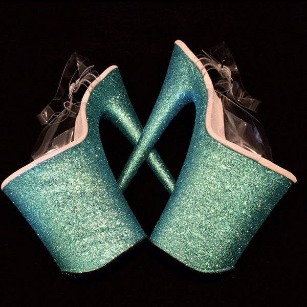 9" Tiffany Blue VEGAN Glitter Heels