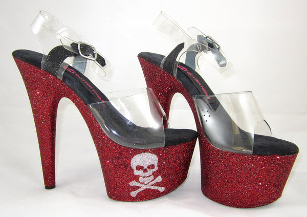 7" Dead Sexy True Red Vegan Glitter Heels