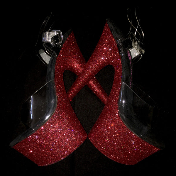 7" Alethea Austin True Red Glitter Heels