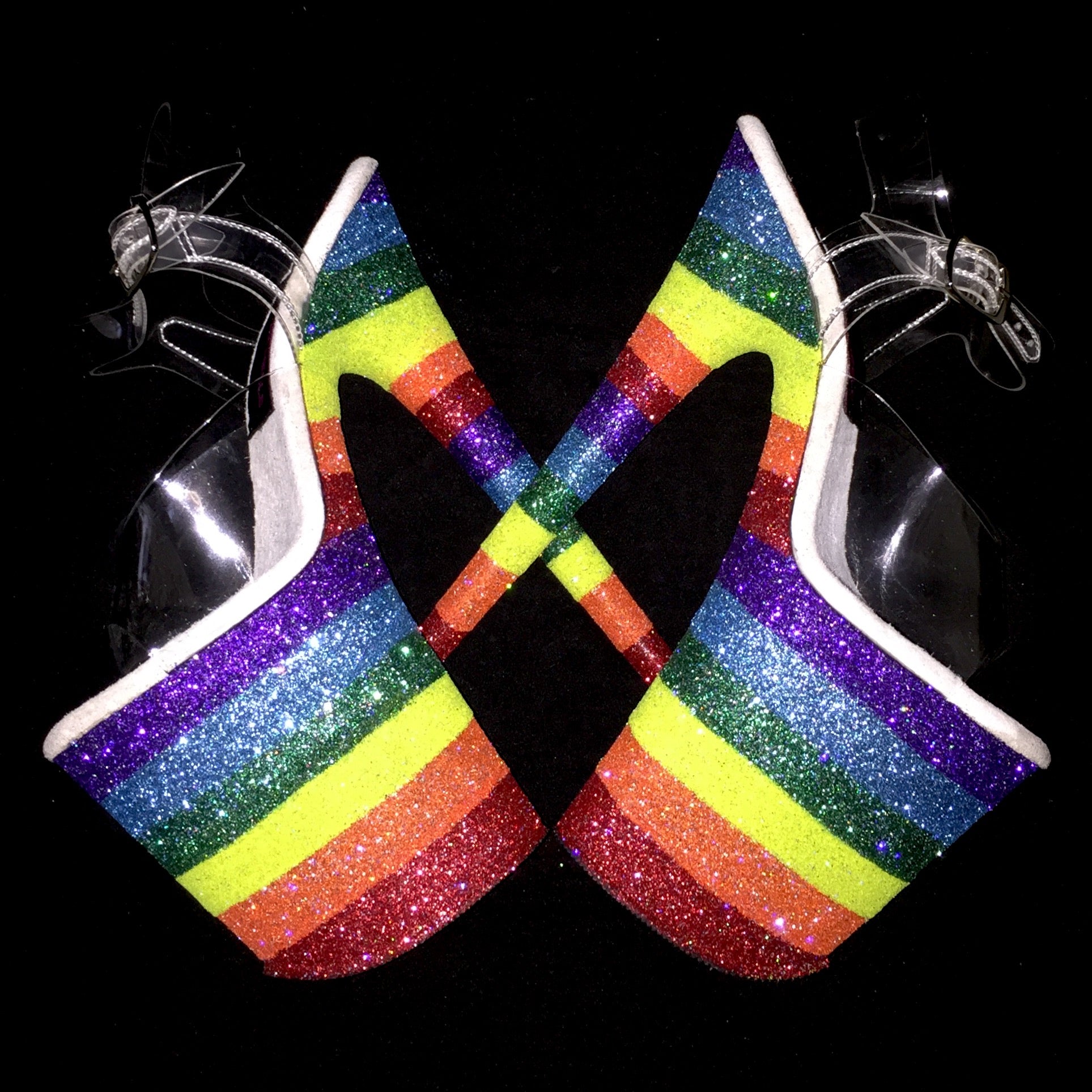 8" Rainbow Vegan Glitter Heels