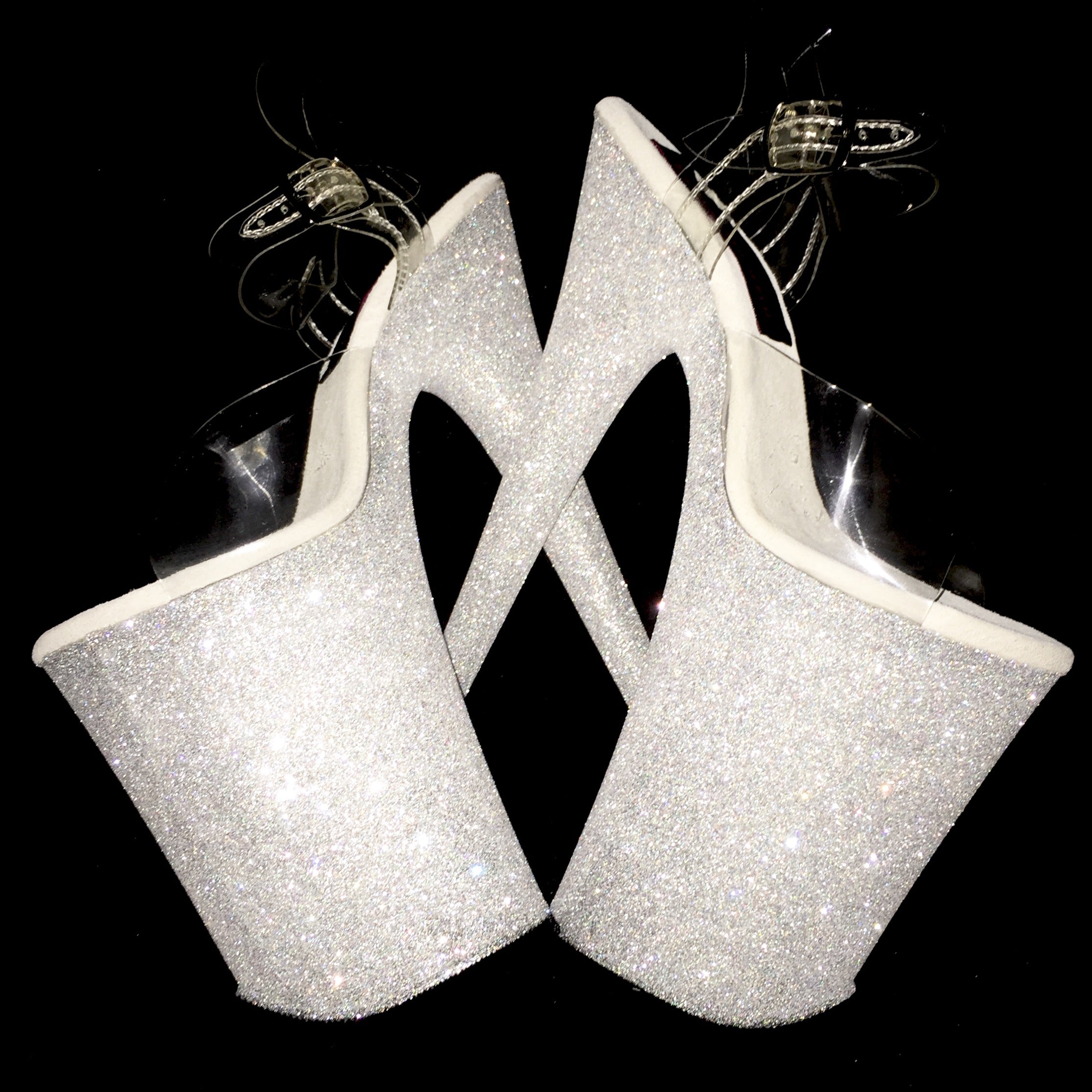 9" Lou's White Diamond VEGAN Glitter Heels