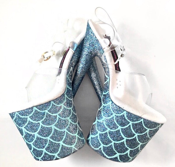 8" Shimmy Mermaid Glitter Heels